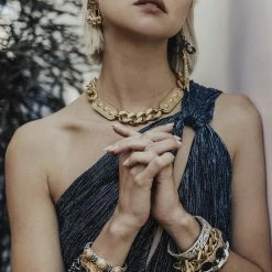 French Kande Jewelry BEVEL CHAIN WITH TWIN LILLE MEDALLIONS