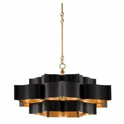 Currey And Company Grand Lotus Black Chandelier