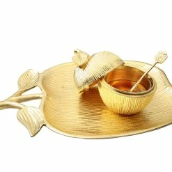 Chic House Forever Apple Dish With Removable Honey Jar Housewares