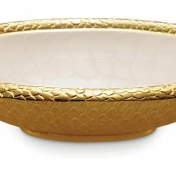 Julia Knight Florentine 15" Oval Bowl Gold Snow