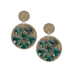 Roni Blanshay Green Onyx Slices On Pave Swarovski Crystal Discs