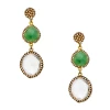 Roni Blanshay Clear Green Stonnes/Gold Swarovski Crystals Pave Earring