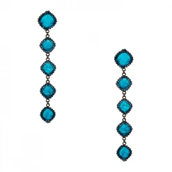 Roni Blanshay Turquoise Stones / Hematite Swarovski Crystals Pave Earring