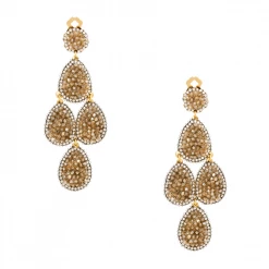 Roni Blanshay Gold Swarovski Crystal Gold Plated Metal Chandelier Earring