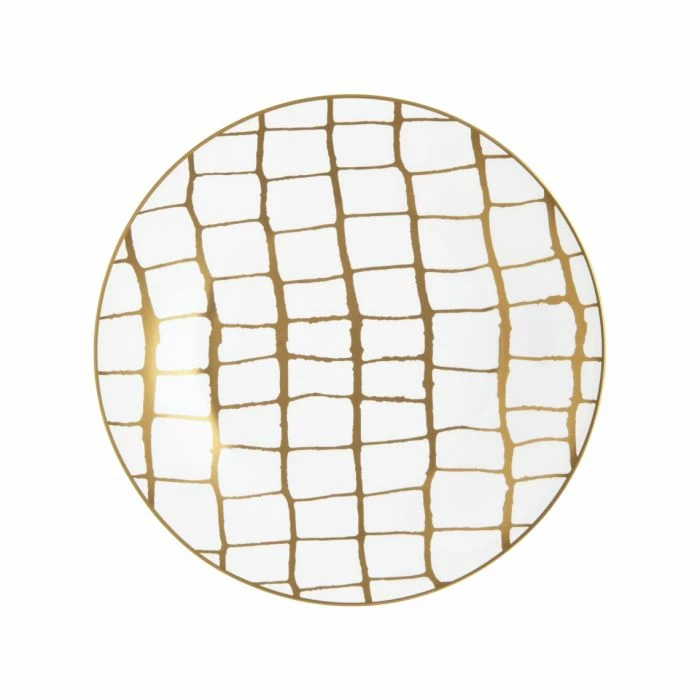 Prouna Alligator Gold-White Dessert/Salad Plate 3 Prouna Alligator Gold-White Dessert/Salad Plate